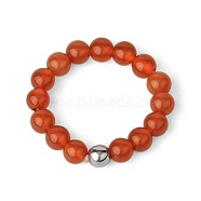 4MM Round Natural Red Agate Beaded Stretch Rings, European and American Style(VM0712-7)