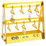 PandaHall Elite 1 Set Opaque Acrylic Earring Display Stands, Coat Hanger Shape, Gold, 14pcs/set, 1 set/box(EDIS-PH0001-23)