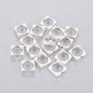 Tibetan Style Bead Frames, Square, Lead Free and Cadmium Free, Antique Silver, about 11mm long, 11mm wide, 3mm thick, hole: 8mm(X-LF10939Y)