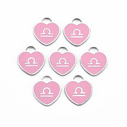 304 Stainless Steel Pendants, with Enamel, Heart with 12 Constellations, Libra, 16.5x14.5x1.5mm, Hole: 3x3.5mm(STAS-S117-025E)