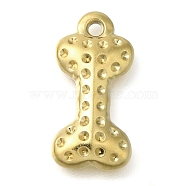 Ion Plating(IP) 304 Stainless Steel Pendant Rhinestone Settings, Bone, Real 18K Gold Plated, Fit for 0.8mm Rhinestone, 19x9x2mm, Hole: 1.4mm(STAS-I310-23G)