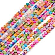 10 Strands Colorful Natural Freshwater Shell Dyed Beads Strands, Round & Flower & Star, Mixed Shapes, 6~7x6~7.5x2.5~6mm, about 60~70pcs/strand, 13.98~15.35''(35.5~39cm)(SHEL-M018-02)
