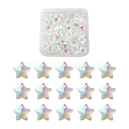 Craftdady Glass Pendants, Faceted Christmas Star, Clear AB, 13x7mm, Hole: 1mm, 100pcs/box(RGLA-CD0001-01)