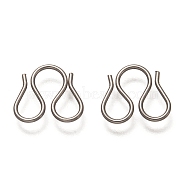 304 Stainless Steel M Clasps, Stainless Steel Color, 9.5x10.5x0.8mm(STAS-H136-11P)
