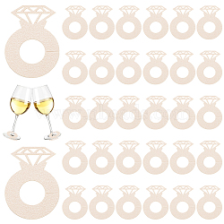 Diamond Wine Glass Paper Card, Hollow Laser Cut Escort Cup Name Place Card, Birthday Party Wedding Decoration, Linen, 60x43x0.2mm(DIY-WH0569-37A)