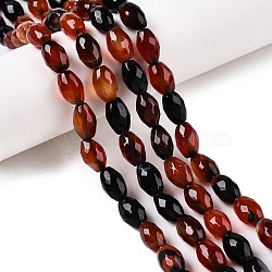 Natural Agate Beads Strands, Faceted, Oval, Dyed, Chocolate, 10.5~12x7.5~8mm, Hole: 1mm, about 32pcs/strand, 14.57~15.2''(37~38cm)(G-T138-180C)