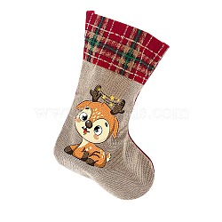 DIY Diamond Painting Christmas Stocking Kit, Including Burlap Socks, Resin Rhinestones Bag, Diamond Sticky Pen, Tray Plate & Glue Clay, Deer, 350x200mm(DIAM-PW0009-01E)