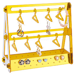 PandaHall Elite 1 Set Opaque Acrylic Earring Display Stands, Coat Hanger Shape, Gold, 14pcs/set, 1 set/box(EDIS-PH0001-23)