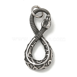 316 Surgical Stainless Steel Pendants, with Jump Ring, Snake Charm, Antique Silver, 42x18x5mm, Hole: 7mm(STAS-Z073-70AS-01)