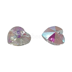 Romantic Valentines Ideas Glass Charms, Faceted Heart Pendants, Clear AB, 14x14x8mm, Hole: 1mm(G030V14mm-48)