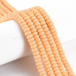 Handmade Polymer Clay Beads Strands, for DIY Jewelry Crafts Supplies, Flat Round, PeachPuff, 6~7x3mm, Hole: 1.5mm, about 113~116pcs/strand, 15.55 inch~16.14 inch(39.5~41cm)(CLAY-N008-130)