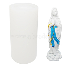 Virgin Mary Religion Theme DIY Silicone Candle Molds, for Scented Candle Making, Old Lace, 6.5x6.5x9cm(PW-WG46998-03)