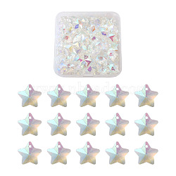 Glass Pendants, Faceted Christmas Star, Clear AB, 13x7mm, Hole: 1mm, 100pcs/box(RGLA-CD0001-01)