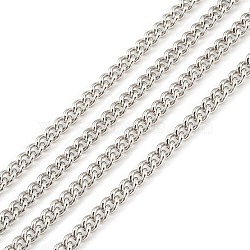 Anti-Tarnish Rhodium Plated 925 Sterling Silver Curb Chains, Unwelded, Platinum, 4x3x1mm, about 8.20 Feet(2.5m)/strand(STER-F052-17P)