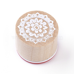 Floral Pattern Wooden Rubber Stamp, for Scrapbooking, BurlyWood, 24x29mm(AJEW-WH0109-97E)