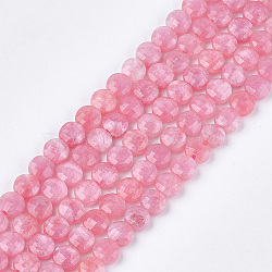 Natural Rhodochrosite Beads Strands, Faceted, Dyed, Flat Round, 6~6.5x3.5mm, Hole: 0.8mm, about 59~60pcs/strand, 14.9 inch~15.1 inch(X-G-S354-22)
