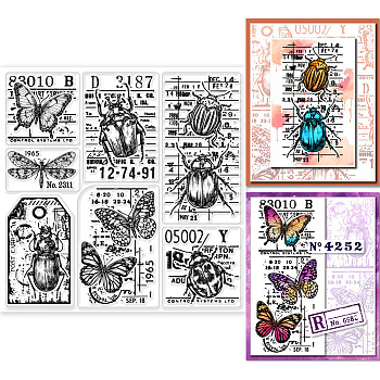 PVC Plastic Stamps, for DIY Scrapbooking, Photo Album Decorative, Cards Making, Stamp Sheets, Film Frame, Insects, 15x15cm