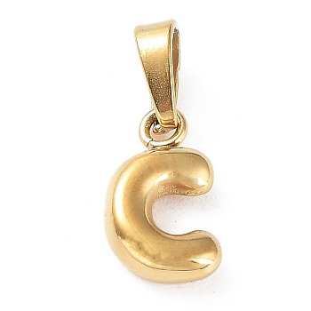 316L Surgical Stainless Steel Charms, Letter Charm, Golden, Letter C, 9.5x5.5x2.5mm, Hole: 2.5x4.5mm