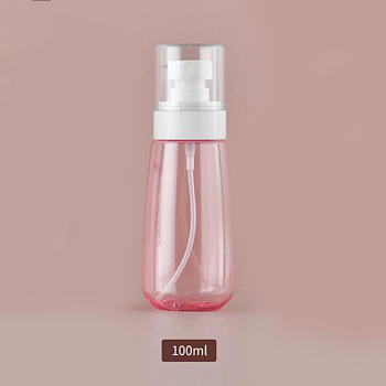 Plastic Portable Spray Bottles, with PP Cover, Empty Refillable Bottles, Pink, 4.6x13.4cm, Capacity: 100ml(3.38fl. oz)