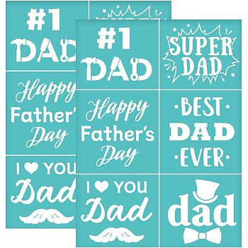Self-Adhesive Silk Screen Printing Stencil, for Painting on Wood, DIY Decoration T-Shirt Fabric, Turquoise, Father's Day Themed Pattern, 195x140mm