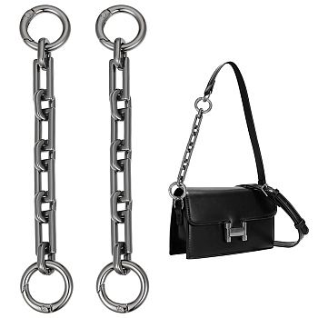 Alloy Bag Strap Extender Cross Chains, with Spring Gate Rings, Bag Replacement Accessories, Gunmetal, 14.5cm