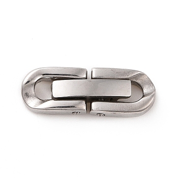 304 Stainless Steel Fold Over Clasps, for Bracelet Necklace Making, Stainless Steel Color, 18x6.5x3.5mm, Hole: 2.5mm