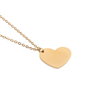 Stainless Steel Heart Pendant with Mirror Polished Surface and Engravable Design, Golden, size 1