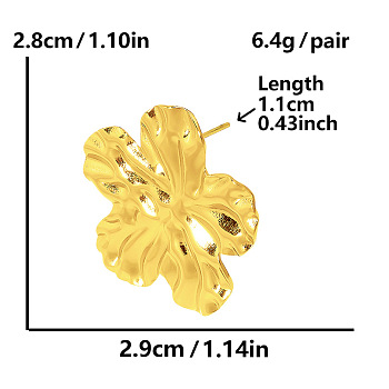 304 Stainless Steel Fashionable Flower Stud Earrings with Exaggerated Design and High-end Quality, Golden, 28x29mm