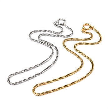 304 Stainless Steel Diamond Cut Chunky Curb Chains, Cuban Link Chains Necklaces Sets, with Spring Ring Clasps, Golden & Stainless Steel Color, 18-1/2 inch(47cm), 2pcs/set