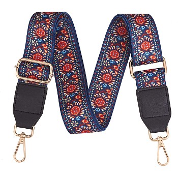 Wide Polyester Purse Straps, Replacement Adjustable Shoulder Straps, Retro Removable Bag Belt, with Swivel Clasp, for Handbag Crossbody Bags Canvas Bag, Flower Pattern, 79~12.9x3.8cm