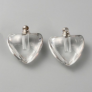 Glass Bottle Locket Pendants, Hair Keepsake Urn Ashes Charms, Heart, Clear, 21.5x19.5x10mm, Hole: 1.8mm