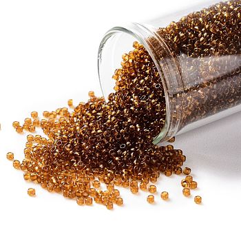 TOHO Round Seed Beads, Japanese Seed Beads, (941) Transparent Smoked Topaz, 15/0, 1.5mm, Hole: 0.7mm, about 15000pcs/50g