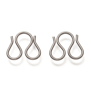 304 Stainless Steel M Clasps, Stainless Steel Color, 9.5x10.5x0.8mm