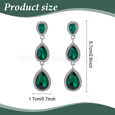 3 Pairs 3 Colors Glass Teardrop Dangle Stud Earrings with Rhinestone(EJEW-AN0003-98)-2