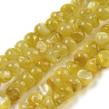 Gold Nuggets White Shell Beads