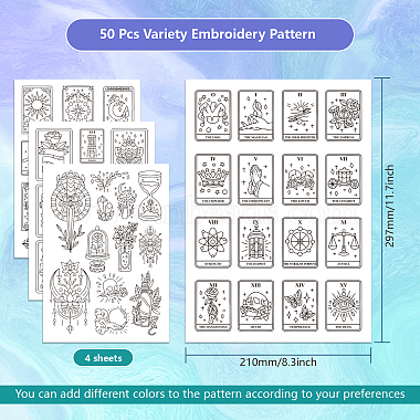 4 Sheets 11.6x8.2 Inch Stick and Stitch Embroidery Patterns(DIY-WH0455-068)-2