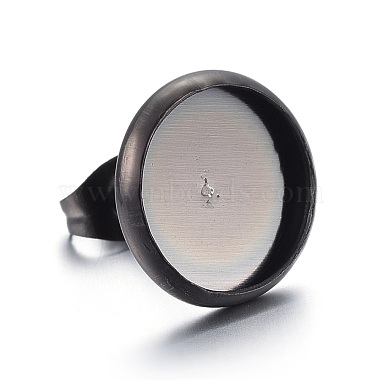 Electrophoresis Black Flat Round Stainless Steel Earring Settings