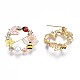 Flat Round with Butterfly Bee Flower Enamel Pin with Rhinestone(JEWB-N007-070)-3
