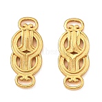 Brass Knot Links Connector Charms, Rack Plating, Long-Lasting Plated, Lead Free & Cadmium Free, Real 24K Gold Plated, 13.5x6x1.5mm, Hole: 2x0.8mm(KK-F941-06G)