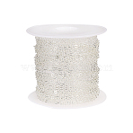 Brass Coated Iron Cable Chains, Unwelded, with Spool, Silver, 1.4x1.5x0.2mm(CH-CJ0001-02S)