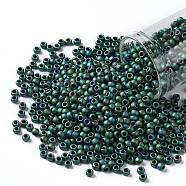 TOHO Round Seed Beads, Japanese Seed Beads, (706) Matte Color Iris Teal, 8/0, 3mm, Hole: 1mm, about 222pcs/10g(X-SEED-TR08-0706)
