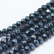Opaque Solid Color Glass Bead Strands, Imitation Jade, Faceted, Rondelle, Steel Blue, 3x2mm, Hole: 0.8mm, about 185~190pcs/strand, 14.9~17.3 inch(38~44cm)(GLAA-F076-A08)