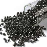 TOHO Round Seed Beads, Japanese Seed Beads, (282) Inside Color Charcoal, 8/0, 3mm, Hole: 1mm, about 222pcs/10g(X-SEED-TR08-0282)