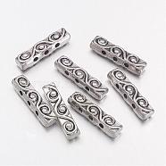 Tibetan Style Bar Spacers, Lead Free and Cadmium Free & Nickel Free, Cuboid, Antique Silver Color, 18x4x5mm, Hole: 1.5mm(LF0481Y-NF)