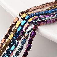 Electroplate Non-magnetic Synthetic Hematite Bead Strands, Cuboid, Mixed Color, 8x4x4mm, Hole: 1mm, about 52pcs/strand, 15.7 inch(G-F300-40A)
