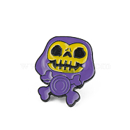 Halloween Themed Alloy Enamel Brooches, Skull, Indigo, 28x24mm(SKUL-PW0002-115H)