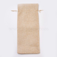 Imitation Burlap Pouches, Bottle Bag, Drawstring Bags, Bisque, 34~35x14~15cm(ABAG-WH0012-A01)