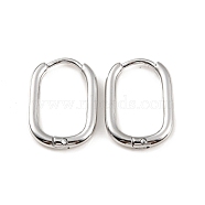 304 Stainless Steel Oval Hoop Earrings, Stainless Steel Color, 16.5x11.5x2mm, Pin: 1mm(EJEW-M218-02A-P)