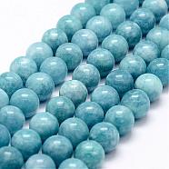 Natural White Jade Imitation Amazonite Beads Strands, Round, Dyed, 10mm, Hole: 1.2mm, about 37pcs/strand, 14.7 inch(G-F364-16-10mm)