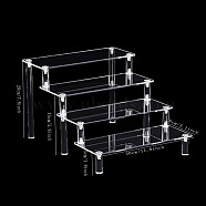 4-Tier Acrylic Action Figures Display Riser Stands, for Blind Boxes, Jewelry, Cupcake, Clear, 30x8cm(PW-WG74712-02)